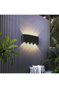 15 W İki Yönlü Led Duvar Aplik - Gün Işığı (3000K)  - Siyah - IP44 - CT-8013G