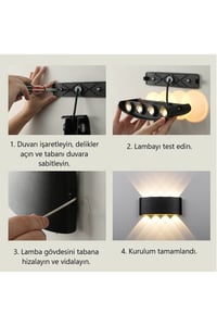 15 W İki Yönlü Led Duvar Aplik - Gün Işığı (3000K)  - Siyah - IP44 - CT-8013G