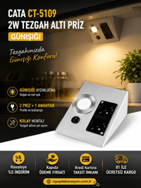 Cata Ct-5109 2W Tezgah Altı Priz Günışığı