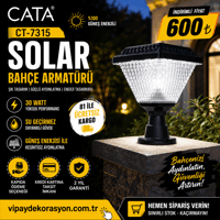 CATA CT-7315 30 WATT SOLAR SET ÜSTÜ BAHÇE ARMATÜRÜ BEYAZ 20CM