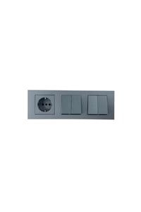 Ovivo Grano Füme Üçlü Set Topraklı Priz + Komütatör + Komütatör