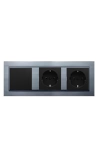 Ovivo Quantum Gümüş 3'lü Set Anahtar, Topraklı Priz ve Topraklı Priz Set