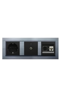 Ovivo Quantum Gümüş 3'lü Set Topraklı Priz, F Konnektör ve Nümeris Cat3 Telefon Priz Set