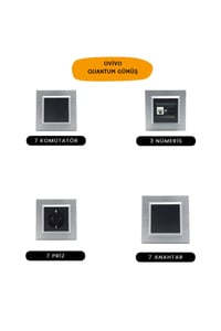 Ovivo QUANTUM GÜMÜŞ SET (7 KOMÜTATÖR + 3 NÜMERİS + 7 PRİZ + 7 ANAHTAR)