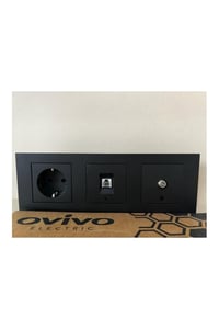 Ovivo Siyah 3 Lü Set Topraklı Priz Numeris Uydu 3 Lü Çerçeve