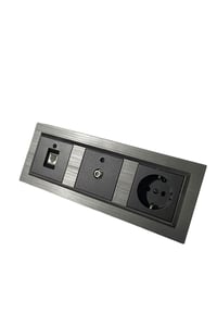 Quantum Manyetik Gri 3'lü Set Topraklı Priz + Uydu (televizyon) Prizi + Nümeris (telefon) Prizi
