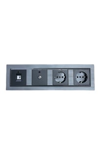 Quantum Manyetik Gri 4'lü Set T. Priz T. Priz Uydu (TELEVİZYON) Prizi Nümeris (TELEFON) Prizi
