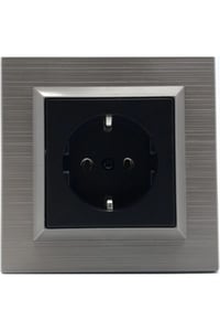 Quantum Manyetik Gri+siyah Topraklı Priz Çerçeve Dahil