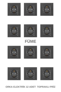 Viko Novella Füme 12 Adet Topraklı Priz Çerçeve Dahil
