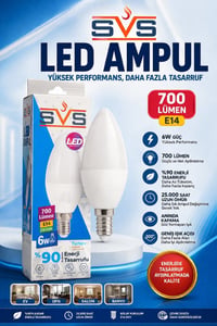 Vip Aydınlatma / SvS 6W E14 6500K Mum Ampul - 10 Adet -