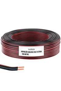 YILTECH Siyah Kordon 2x0.75mm 100 Metre Garantili Yüksek Kalite Cca Kablo Hoparlör Kablo Zayıf Akım