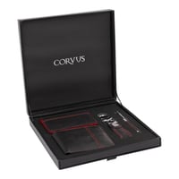 Corvus Cüzdan Kartlık Anahtarlık ve Kalem 4'lü Hediye Seti Siyah