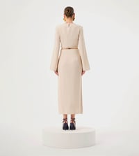 Mizalle Bağlama Detaylı Crop Bluz Bej
