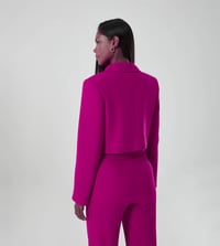 Mizalle Kısa Kesim Düğmeli Blazer Kadın Ceket Fuşya