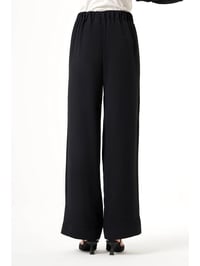 Mizalle Lastikli Bel Geniş Paça Kadın Siyah Pantolon