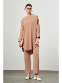 Mizalle Oversize Kol Detaylı Kadın Tunik Camel