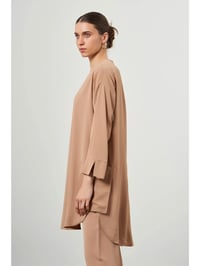 Mizalle Oversize Kol Detaylı Kadın Tunik Camel