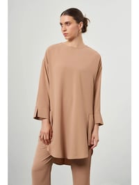 Mizalle Oversize Kol Detaylı Kadın Tunik Camel