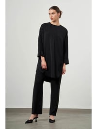 Mizalle Oversize Kol Detaylı Kadın Tunik Siyah