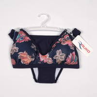 Ruko Çiçek Desenli Bikini Takımı Lacivert