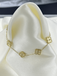 316L Yonca Gold Orta Çerçeve Çelik/Paslanmaz Bileklik Gold