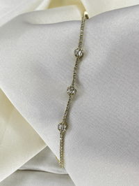 Fashion Jewelry Vip 3 Baget Detaylı Zirkon Taşlı Su Yolu Kadın Bileklik Gold