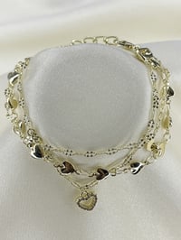 Fashion Jewelry Vip 3 Sıra Kalp Detaylı Kadın Bileklik Gold