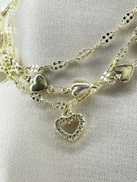 Fashion Jewelry Vip 3 Sıra Kalp Detaylı Kadın Bileklik Gold