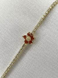 Fashion Jewelry Vip Çicek Detaylı Zirkon Taşlı Su Yolu Kadın Bileklik Gold