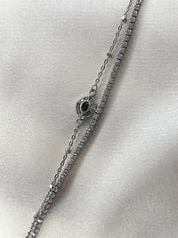 Fashion Jewelry Vip Çift Sıra Zümrüt Taşlı Su Yolu Kadın Bileklik Gümüş