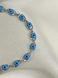XUPİNG Nazar Detaylı AçıkMavi Paslanmaz/Çelik Kadın Bileklik Gümüş