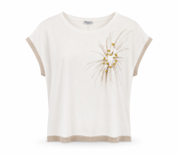 ÇİÇEK BASKI SİMLİ ŞERİTLİ BASIC T-SHIRT