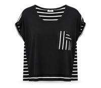 ÇİZGİLİ CEPLİ OVERSIZE BASIC T-SHIRT