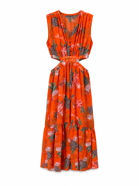 FLORAL ŞİFON MAKSİ ELBİSE