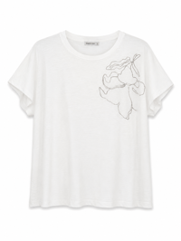 KADIN OMUZ NAKIŞLI DÜŞÜK KOL ZAR,F T-SHIRT