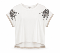 OMUZ APLİKELİ SİM ŞERİTLİ VİSKON T-SHIRT