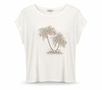 TAŞ İŞLEMELİ PALMİYE DESENLİ VİSKON T-SHIRT