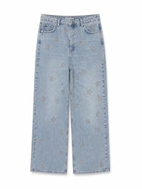 YILDIZ TAŞ İŞLEMELİ WIDE LEG JEAN