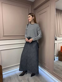 Almarwah Black 202630 Siyah Üstü Çizgili Elbise