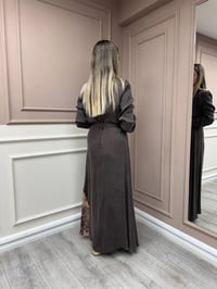 Almarwah Black 303836 Kahverengi Parça Desenli Elbise