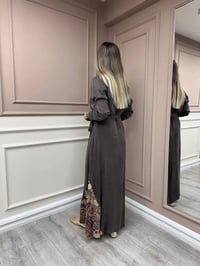 Almarwah Black 303836 Kahverengi Parça Desenli Elbise