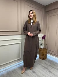 Almarwah Black 50933 Kahverengi Fermuar Detaylı Kap (Büyük Beden)