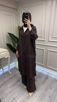 Ceremony 26Y158 Kahve Önden Düğmeli Uzun Tunik
