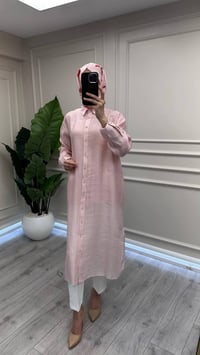 Ceremony 26Y158 Pembe Önden Düğmeli Uzun Tunik