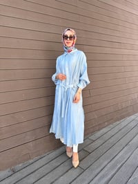 Ceremony 26Y165 Mavi Çift Katlı Kuşaklı Nil Tunik