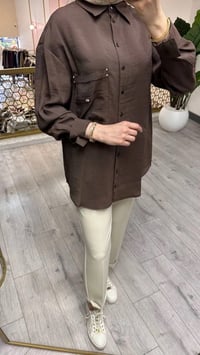 Ceremony 26Y196 Kahverengi Cebi Taş Detaylı Gömlek