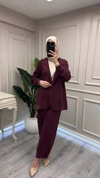 Ceremony 26Y938 Bordo Kolu Arma Detaylı Ceketli Modal Takım