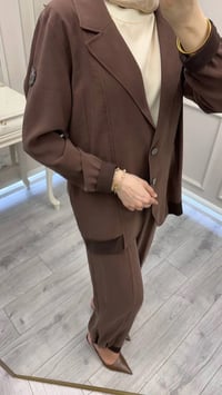 Ceremony 26Y938 Kahve Kolu Arma Detaylı Ceketli Modal Takım