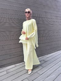 Ceremony 26Y965 Neon Sarı Bluzun Üstü Parça Detaylı Takım