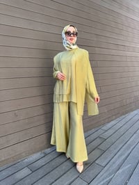 Ceremony 26Y965 Yağ Yeşil Bluzun Üstü Parça Detaylı Takım